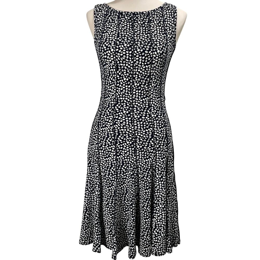 Haani Sleeveless Dress Stretch Jersey Coffee Bean Pattern Panel Seams Size Small
